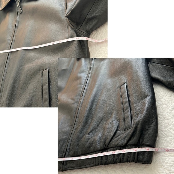 Like New CroftandBarrow Men’s Quilt Lined Leather Bomber Jacket Black Size Med. - Picture 11 of 17
